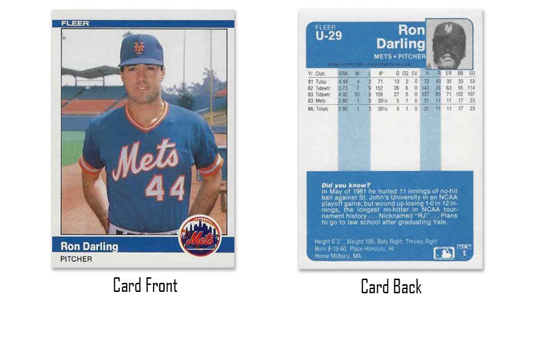 1984 Fleer Update Ron Darling rookie card