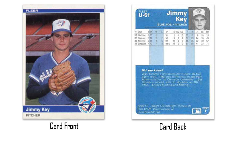 1984 Fleer Update Jimmy Key rookie card