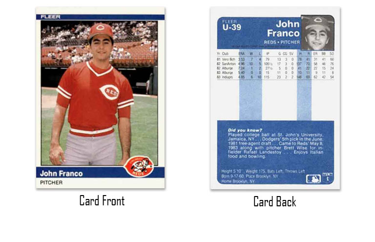 1984 Fleer Update John Franco rookie card