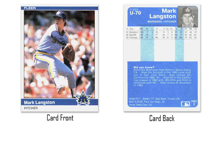 1984 Fleer Update Mark Langston rookie card