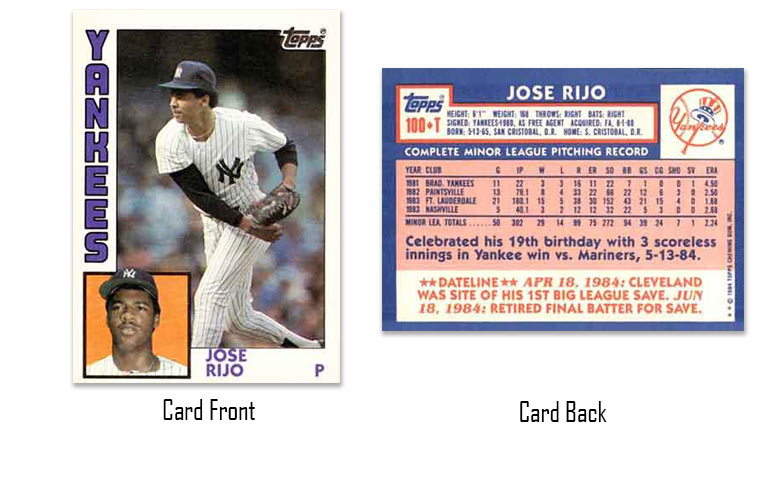 1984 Topps Traded Jose Rijo rookie card