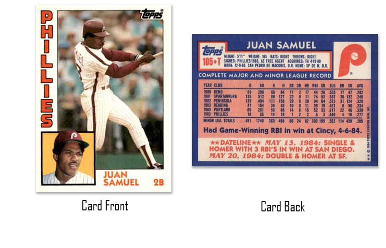 1984 Topps Traded Juan Samuel rookie card
