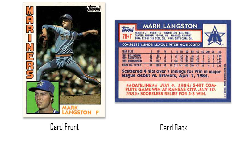 1984 Topps Traded Mark Langston rookie card