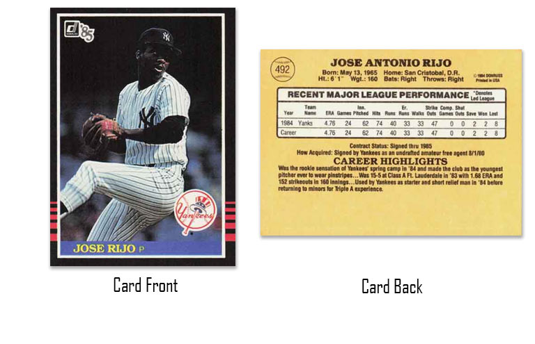 1985 Donruss Jose Rijo rookie card