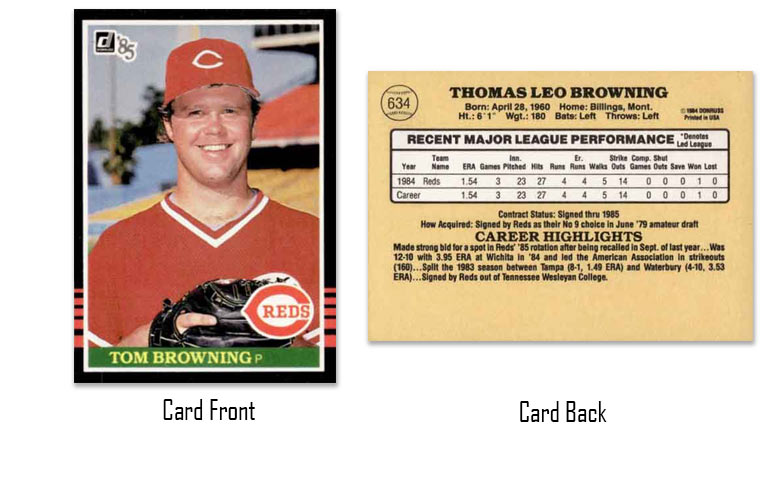1985 Donruss Tom Browning rookie card