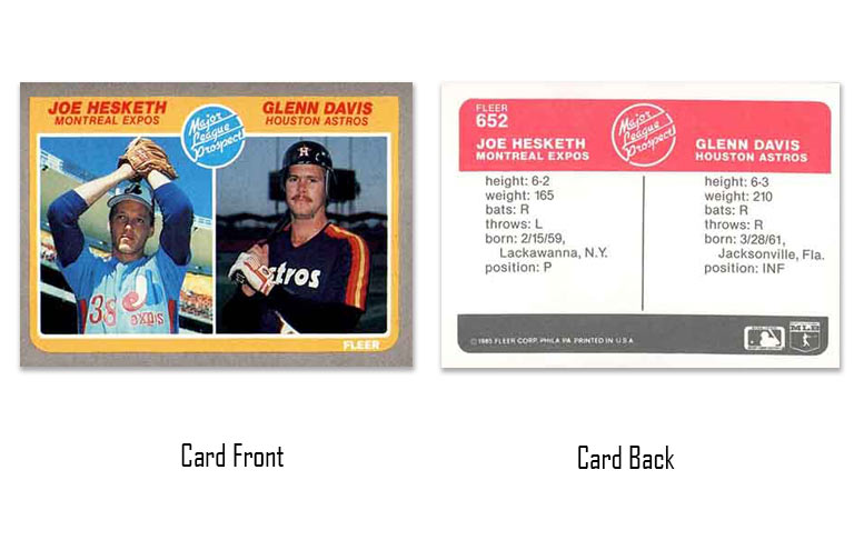 1985 Fleer baseball Glenn Davis rookie card