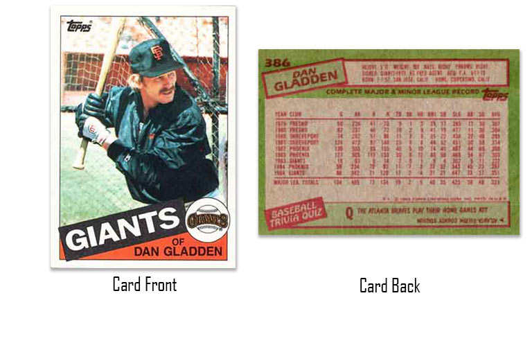 1985 Topps Dan Gladden rookie card