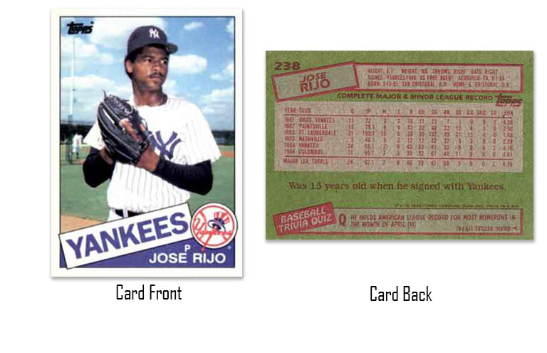 1985 Topps baseball Jose Rijo rookie card