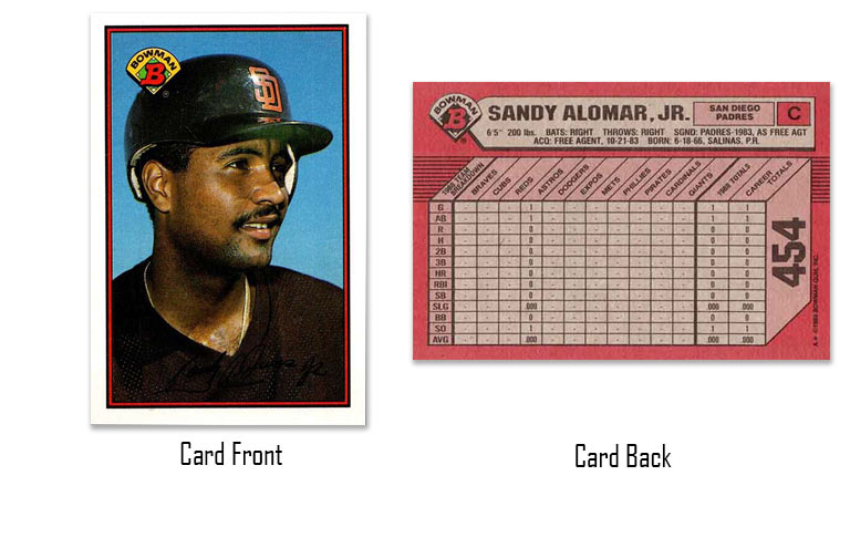 1989 Bowman Sandy Alomar Jr. rookie card