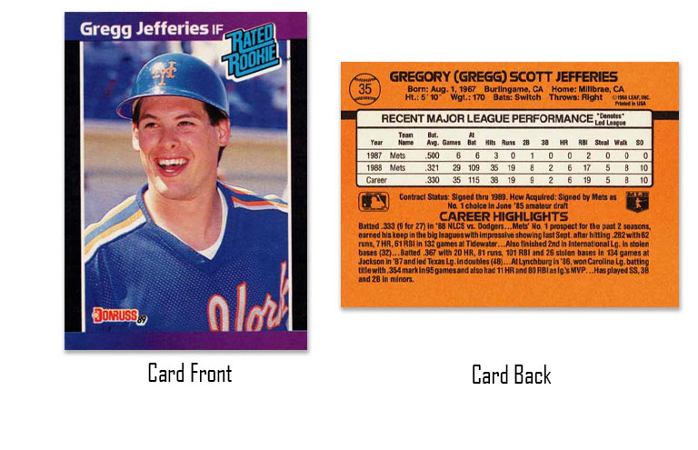 1989 Donruss Gregg Jefferies Rated Rookie card