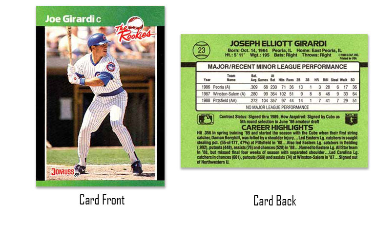 1989 Donruss The Rookies Joe Girardi