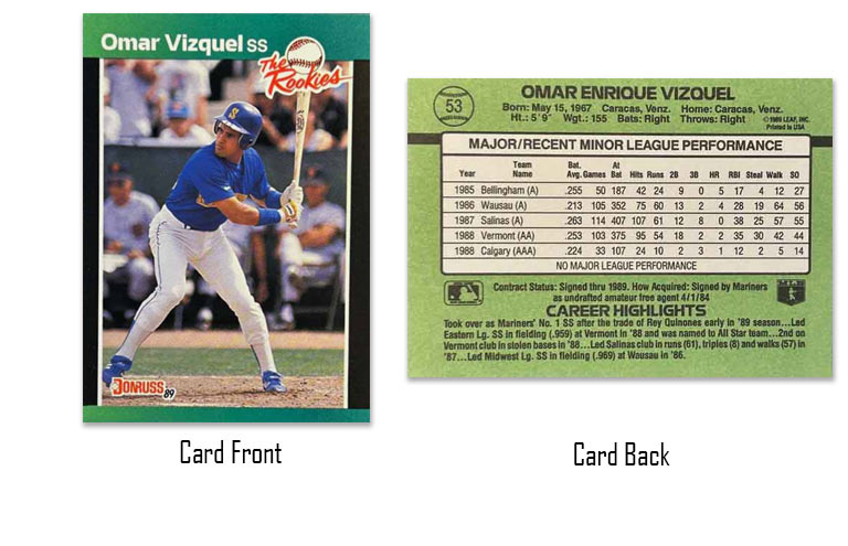 1989 Donruss The Rookies Omar Vizquel