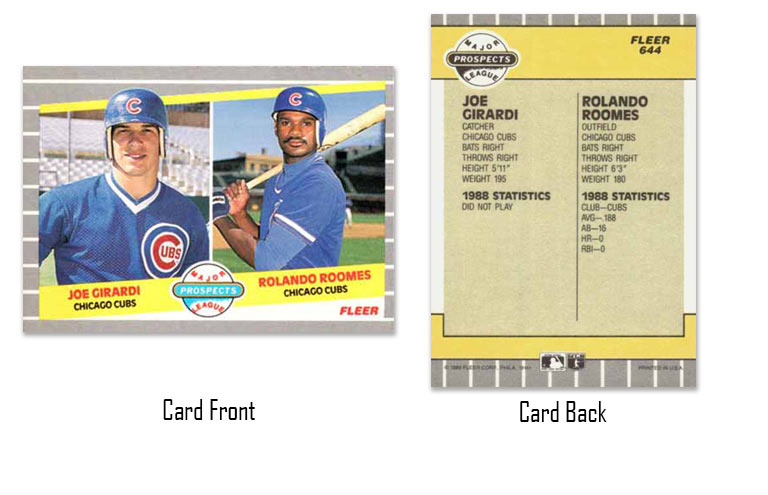 1989 Fleer Joe Girardi Rolando and Rolando Rooms rookie