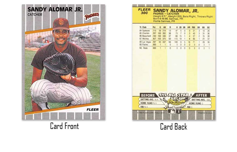 1989 Fleer baseball Sandy Alomar Jr. rookie card