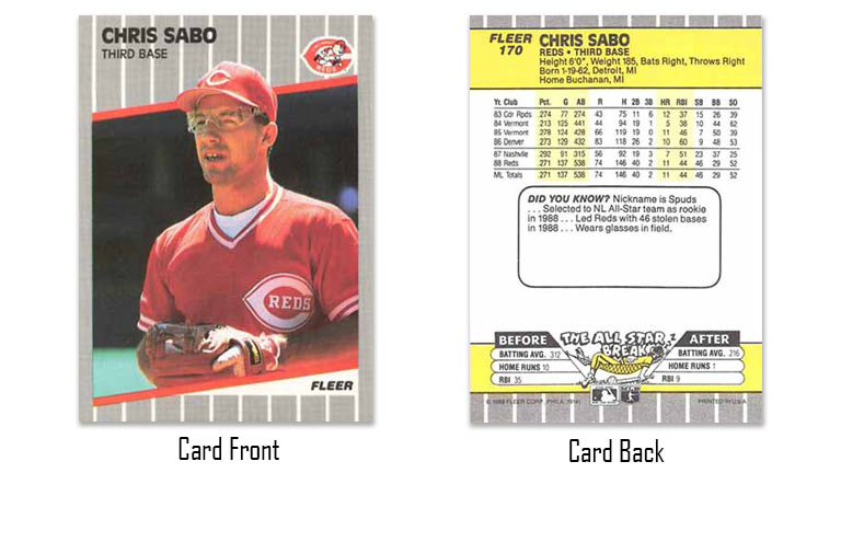 1989 Fleer baseball Chris Sabo rookie card