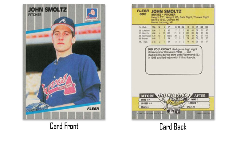 1989 Fleer baseball John Smoltz rookie card