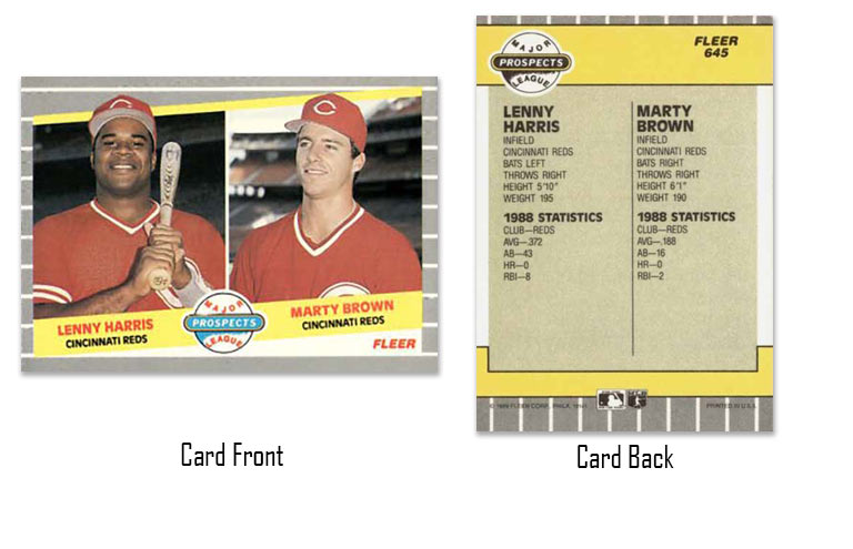 1989 Fleer Lenny Harris and Marty Brown rookie