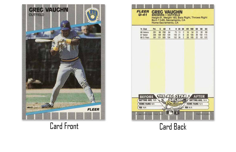 1989 Fleer Update Greg Vaughn rookie card