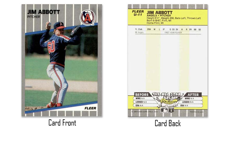 1989 Fleer Update Jim Abbott rookie card