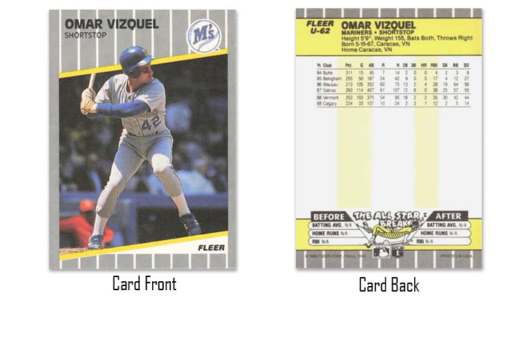 1989 Fleer Update Omar Vizquel rookie card
