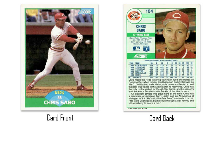 1989 Score Chris Sabo rookie card