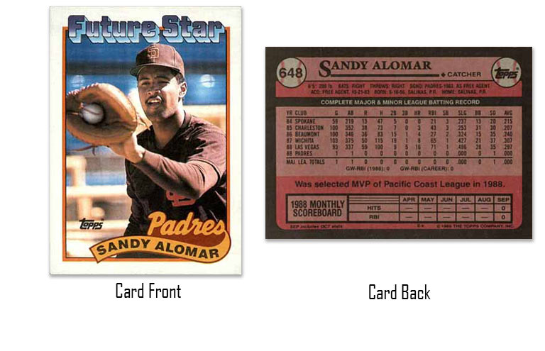 1989 Topps Sandy Alomar Jr. rookie card