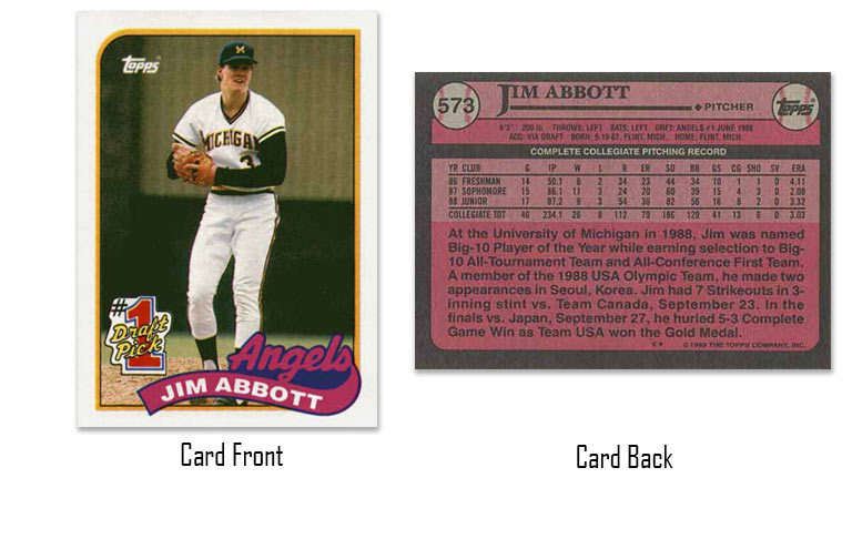 1989 Topps Jim Abbott rookie card