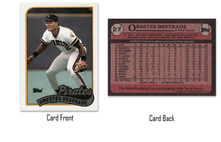 1989 Topps Orestes Destrade rookie card