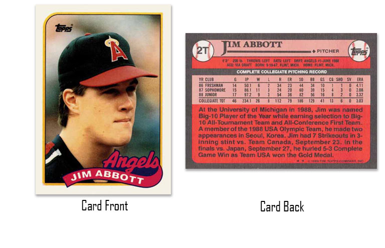1989 Topps Traded Jim Abbott rookie card
