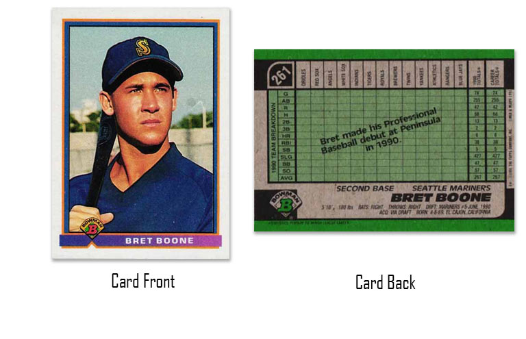 1991 Bowman baseball Bret Boone rookie card