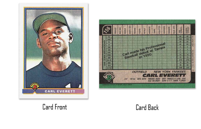 1991 Bowman baseball Carl Everett rookie card