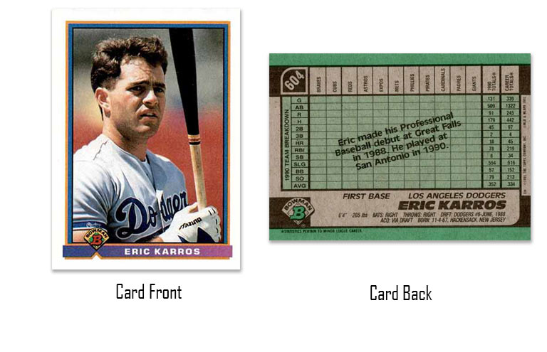 1991 Bowman baseball Eric Karros rookie card
