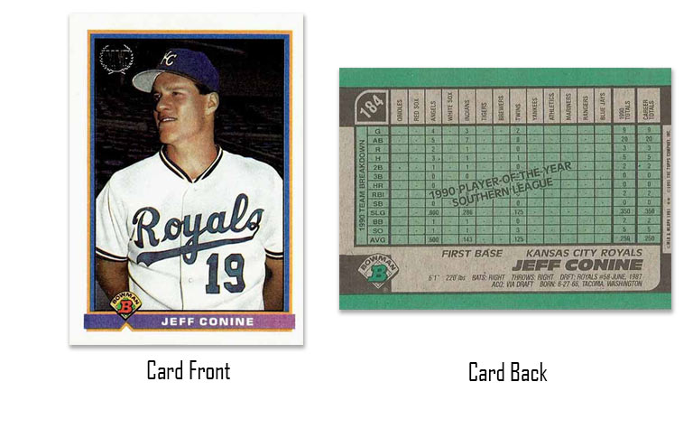1991 Bowman baseball Jeff Conine rookie card