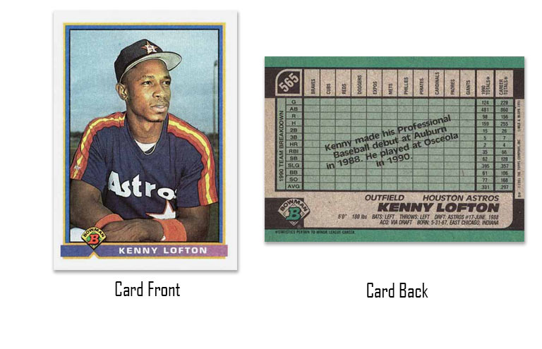 1991 Bowman baseball Kenny Lofton rookie card