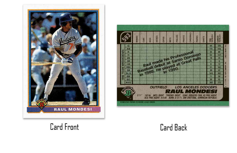 1991 Bowman baseball Raul Mondesi rookie card