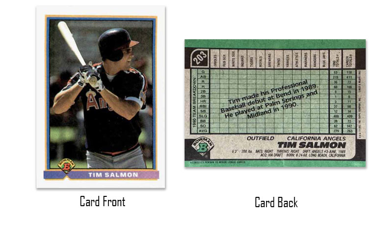 1991 Bowman baseball Tim Salmon rookie card