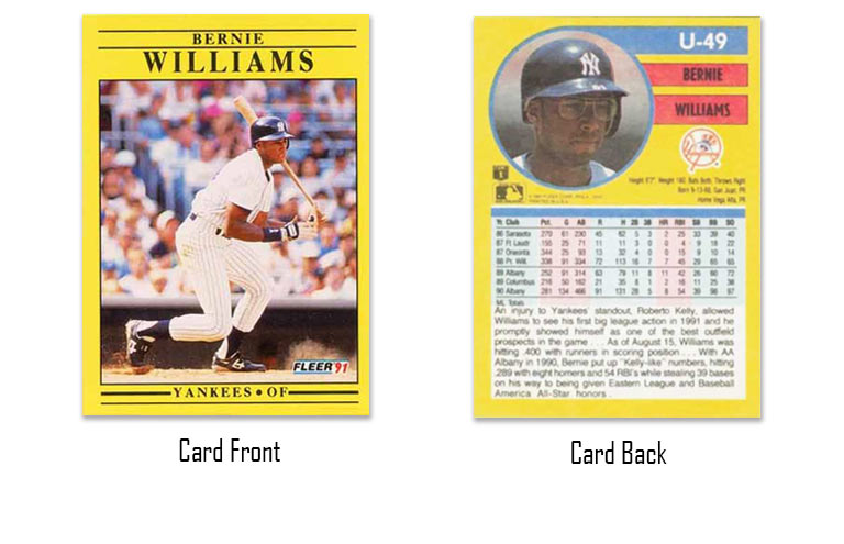 1991 Fleer Update Bernie Williams rookie card