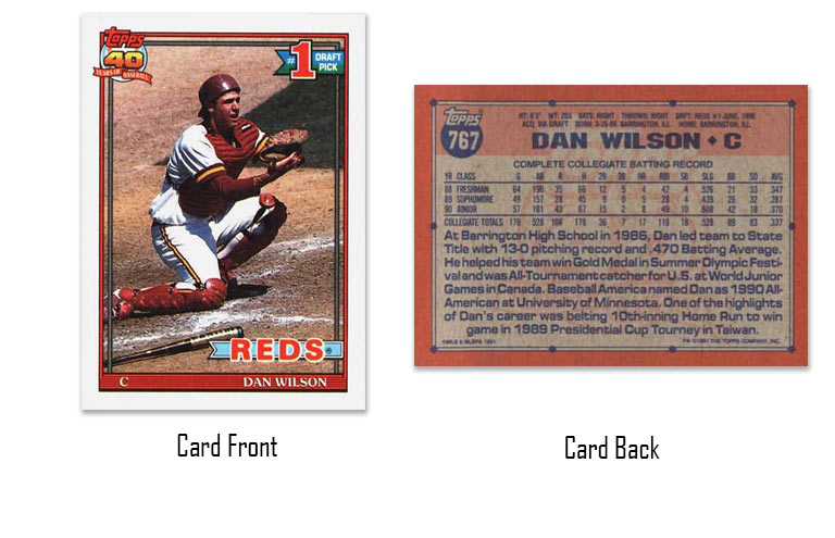 1991 Topps baseball Dan Wilson rookie card