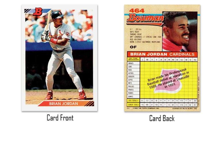 1992 Bowman Brian Jordan rookie card