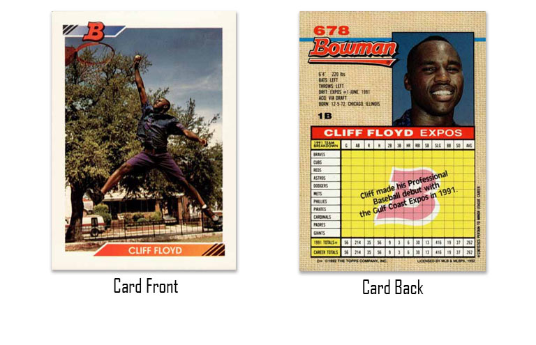 1992 Bowman Cliff Floyd rookie card