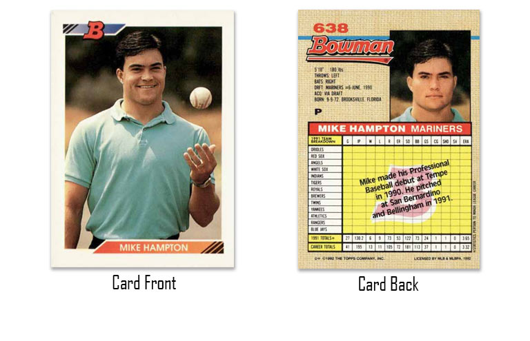1992 Bowman Mike Hampton rookie card