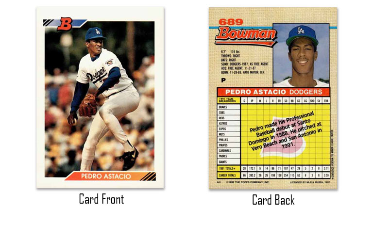 1992 Bowman Pedro Astacio rookie card