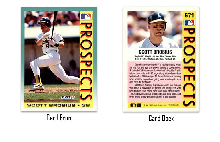 1992 Fleer Scott Brosius Prospects rookie card