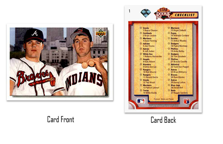 1992 Upper Deck Jim Thome and Ryan Klesko Star Rookies Checklist