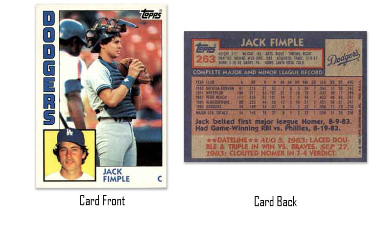 1984 Topps Jack Fimple rookie card