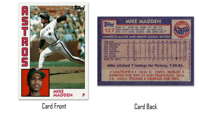1984 Topps Mike Madden rookie card