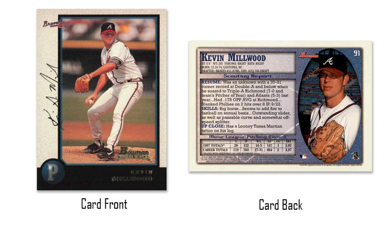 1998 Bowman baseball Kevin Millwood rookie card