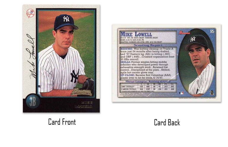 1998 Bowman baseball Mike Lowell rookie card