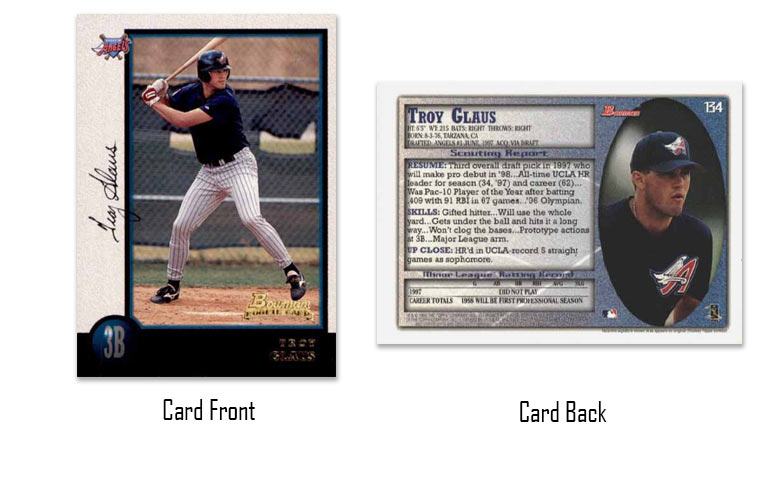 1998 Bowman baseball Troy Glaus rookie card