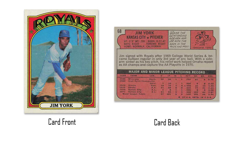 1972 Topps Jim York rookie card